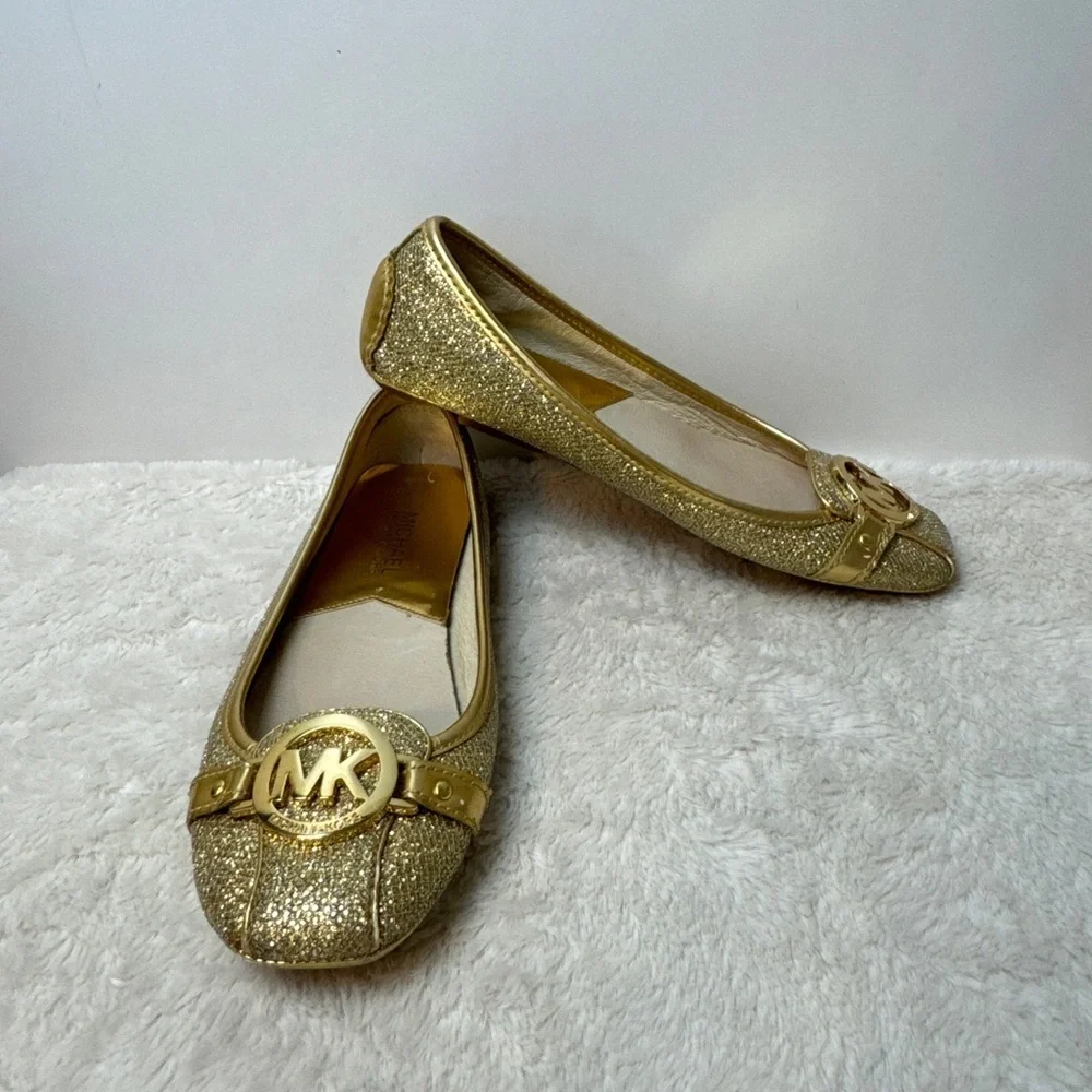 MICHAEL MICHAEL KORS Fulton Metallic Canvas & Leather Moccasin / Ballet flat.  7 - Picture 5 of 13